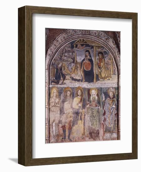 Nativity and Saints, Fresco-Gaudenzio Ferrari-Framed Giclee Print