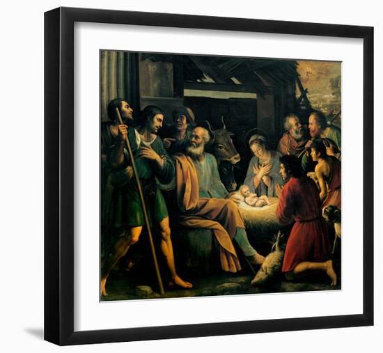 Nativity and the Adoration of the Shepherds-Giuseppe Vermiglio-Framed Premium Giclee Print