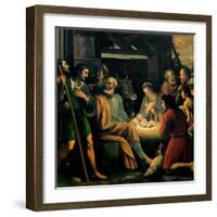 Nativity and the Adoration of the Shepherds-Giuseppe Vermiglio-Framed Art Print