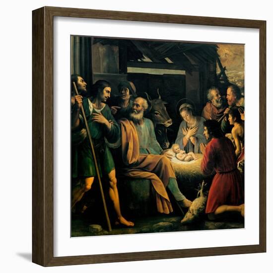 Nativity and the Adoration of the Shepherds-Giuseppe Vermiglio-Framed Art Print