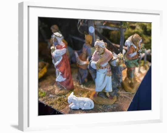 Nativity Figures for Sale in the Pisa Christmas Market, Italy.-Jon Hicks-Framed Photographic Print