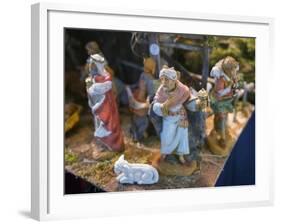 Nativity Figures for Sale in the Pisa Christmas Market, Italy.-Jon Hicks-Framed Photographic Print