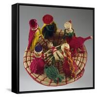 Nativity, Nativity Scene Made of Colored Straw, Ecuador-null-Framed Stretched Canvas