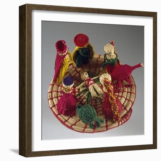 Nativity, Nativity Scene Made of Colored Straw, Ecuador-null-Framed Giclee Print