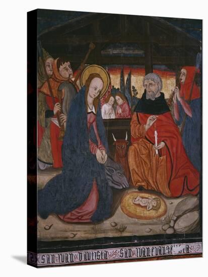 Nativity, Panel from the Church San Andres of Tortura, Late 15th Century-Early 16th Century-Spanish School-Stretched Canvas