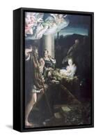 Nativity Scene, 1522-1530-Correggio-Framed Stretched Canvas