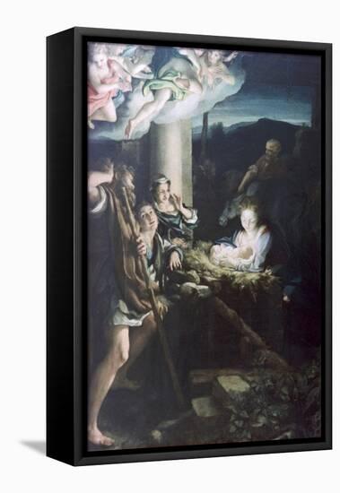 Nativity Scene, 1522-1530-Correggio-Framed Stretched Canvas