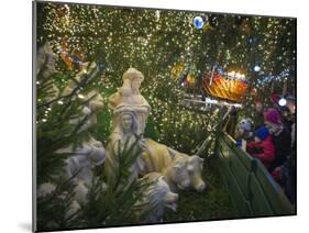 Nativity Scene in the Prague Christmas Market.-Jon Hicks-Mounted Photographic Print