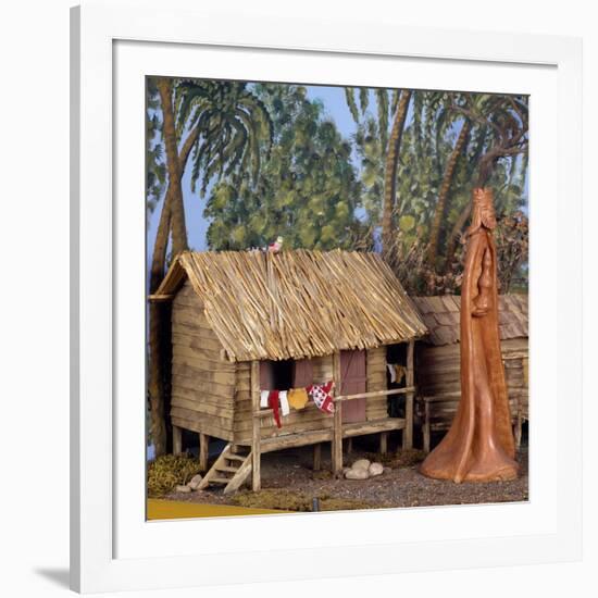 Nativity Scene with Terracotta Figurine, 1968, Brazil-null-Framed Giclee Print