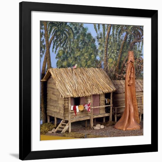 Nativity Scene with Terracotta Figurine, 1968, Brazil-null-Framed Giclee Print