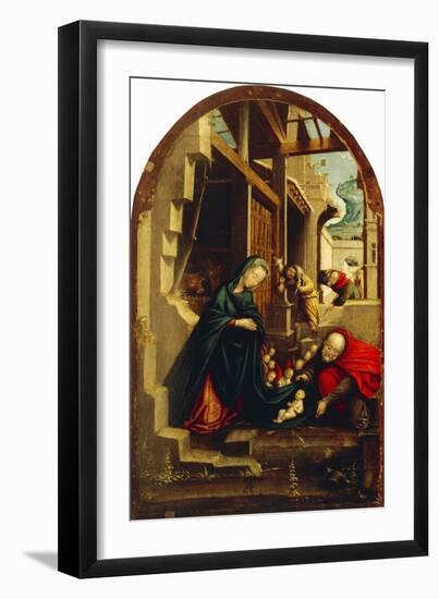 Nativity with Adoring Angels and Shepherds-null-Framed Giclee Print
