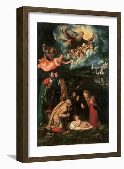 Nativity with God the Father-Battista Dossi-Framed Giclee Print