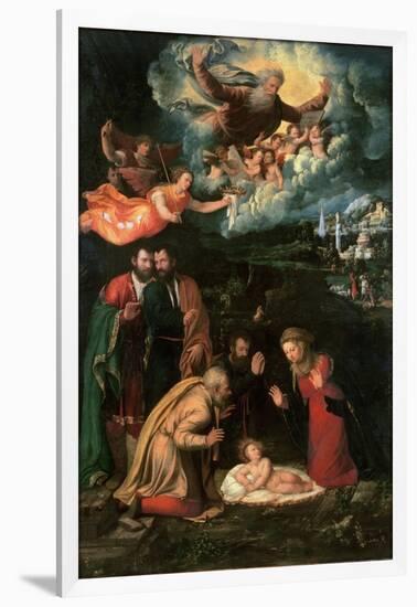 Nativity with God the Father-Battista Dossi-Framed Giclee Print