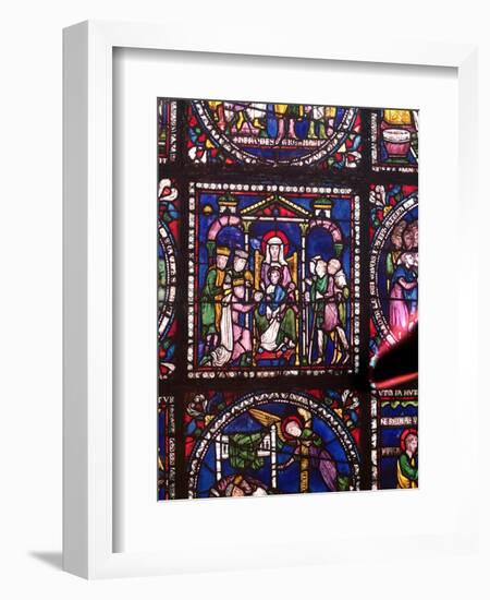 Nativity with Magi and Shepherds (Stained Glass)-English-Framed Premium Giclee Print