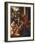 Nativity with St Bernard and St Alberico, Ca 1505-1510-Ludovico Mazzolino-Framed Giclee Print