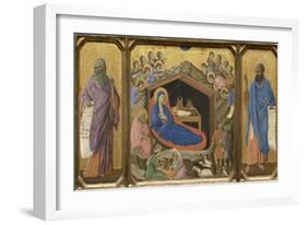 Nativity with the Prophets Isaiah and Ezekiel-Duccio di Buoninsegna-Framed Giclee Print