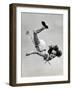 Natl. Women's Tumbling Champion, 15 Year Old, Bonnie Nebelong, in Mid Air with Legs Akimbo-Gjon Mili-Framed Photographic Print