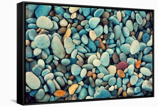 Natural Abstract Vintage Colorful Pebbles Background-vvvita-Framed Stretched Canvas