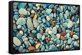 Natural Abstract Vintage Colorful Pebbles Background-vvvita-Framed Stretched Canvas