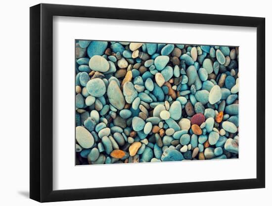 Natural Abstract Vintage Colorful Pebbles Background-vvvita-Framed Photographic Print
