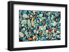 Natural Abstract Vintage Colorful Pebbles Background-vvvita-Framed Photographic Print