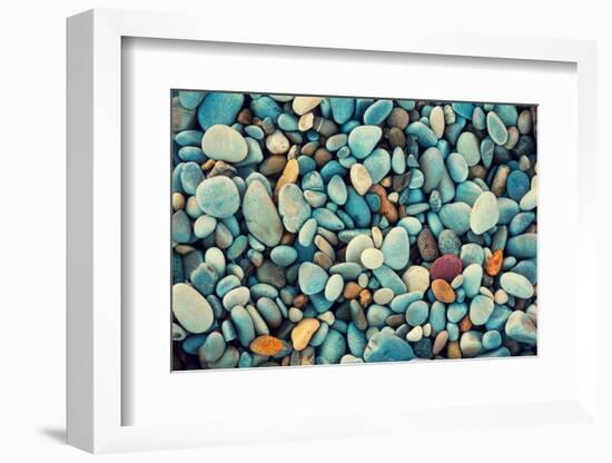 Natural Abstract Vintage Colorful Pebbles Background-vvvita-Framed Photographic Print