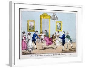 Natural Accidents in Practising Quadrille Dancing, Pub. Cleary, 1805-null-Framed Giclee Print