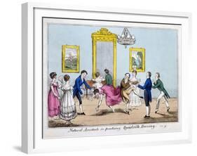 Natural Accidents in Practising Quadrille Dancing, Pub. Cleary, 1805-null-Framed Giclee Print