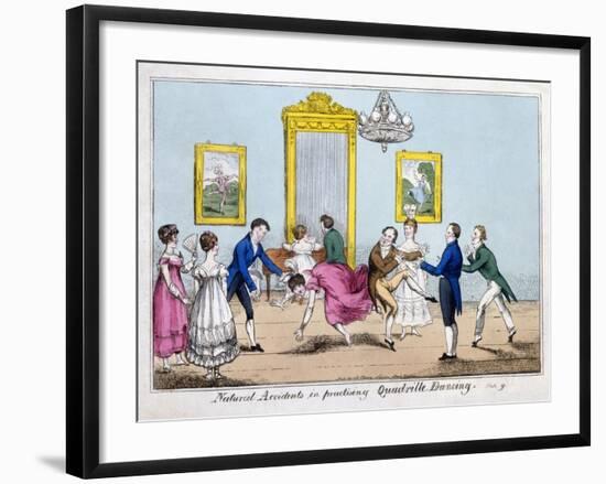 Natural Accidents in Practising Quadrille Dancing, Pub. Cleary, 1805-null-Framed Giclee Print