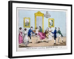 Natural Accidents in Practising Quadrille Dancing, Pub. Cleary, 1805-null-Framed Giclee Print