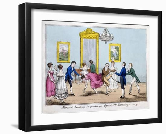 Natural Accidents in Practising Quadrille Dancing, Pub. Cleary, 1805-null-Framed Giclee Print