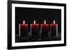 Natural Advent wreath or crown with four burning red candles, Christmas composition, France, Europe-Godong-Framed Photographic Print