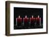 Natural Advent wreath or crown with four burning red candles, Christmas composition, France, Europe-Godong-Framed Photographic Print