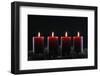 Natural Advent wreath or crown with four burning red candles, Christmas composition, France, Europe-Godong-Framed Photographic Print