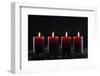 Natural Advent wreath or crown with four burning red candles, Christmas composition, France, Europe-Godong-Framed Photographic Print