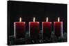 Natural Advent wreath or crown with four burning red candles, Christmas composition, France, Europe-Godong-Stretched Canvas