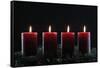 Natural Advent wreath or crown with four burning red candles, Christmas composition, France, Europe-Godong-Framed Stretched Canvas