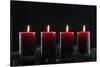 Natural Advent wreath or crown with four burning red candles, Christmas composition, France, Europe-Godong-Stretched Canvas