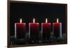 Natural Advent wreath or crown with four burning red candles, Christmas composition, France, Europe-Godong-Framed Photographic Print