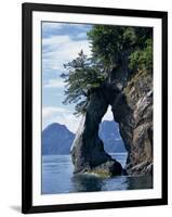 Natural Arch on Edge of Threehole Bay, Kenai Fjords, Aialik Peninsula, Alaska, USA-Waltham Tony-Framed Photographic Print