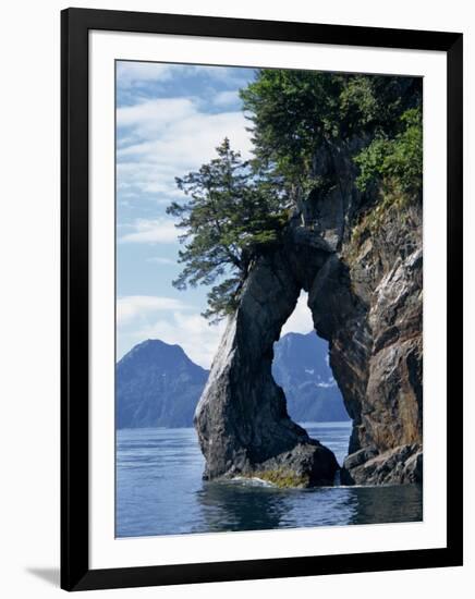 Natural Arch on Edge of Threehole Bay, Kenai Fjords, Aialik Peninsula, Alaska, USA-Waltham Tony-Framed Photographic Print