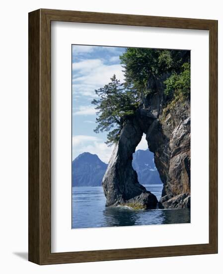 Natural Arch on Edge of Threehole Bay, Kenai Fjords, Aialik Peninsula, Alaska, USA-Waltham Tony-Framed Photographic Print