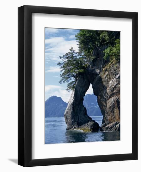 Natural Arch on Edge of Threehole Bay, Kenai Fjords, Aialik Peninsula, Alaska, USA-Waltham Tony-Framed Photographic Print