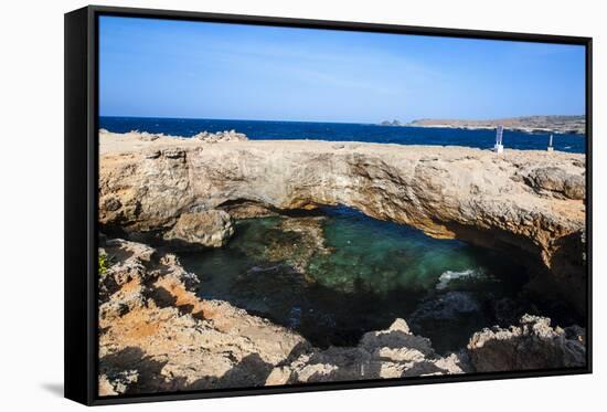 Natural Bridge, Aruba, ABC Islands, Netherland Antilles, Caribbean, Central America-Michael Runkel-Framed Stretched Canvas