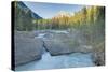 Natural Bridge on Kicking Horse River with Mount Steven-null-Stretched Canvas