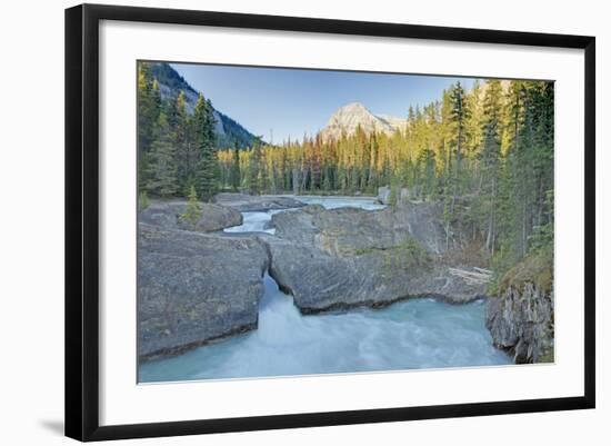 Natural Bridge on Kicking Horse River with Mount Steven-null-Framed Photographic Print