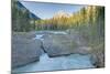 Natural Bridge on Kicking Horse River with Mount Steven-null-Mounted Photographic Print