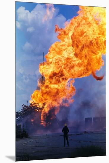 Natural Gas Well Burning after Explosion-null-Mounted Premium Photographic Print