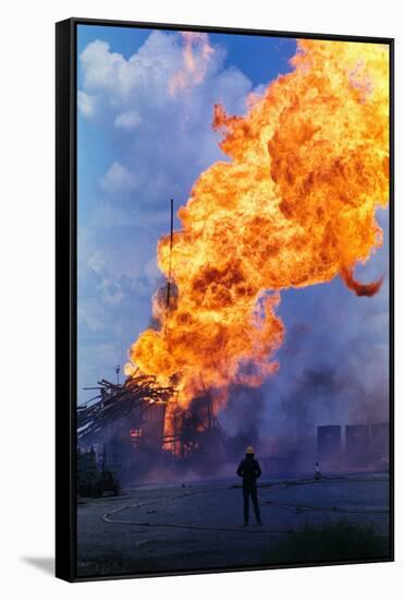 Natural Gas Well Burning after Explosion-null-Framed Stretched Canvas