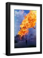 Natural Gas Well Burning after Explosion-null-Framed Photographic Print